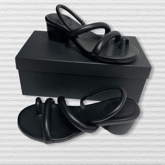 Marsell Black Leather Tubular Strap Sandals New